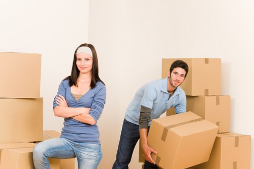 Retail and office items being loaded for a move in Harrow